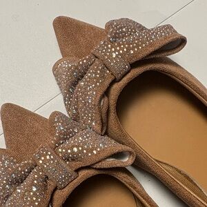 Vince Camuto Tan Flats with Sparkling Bow